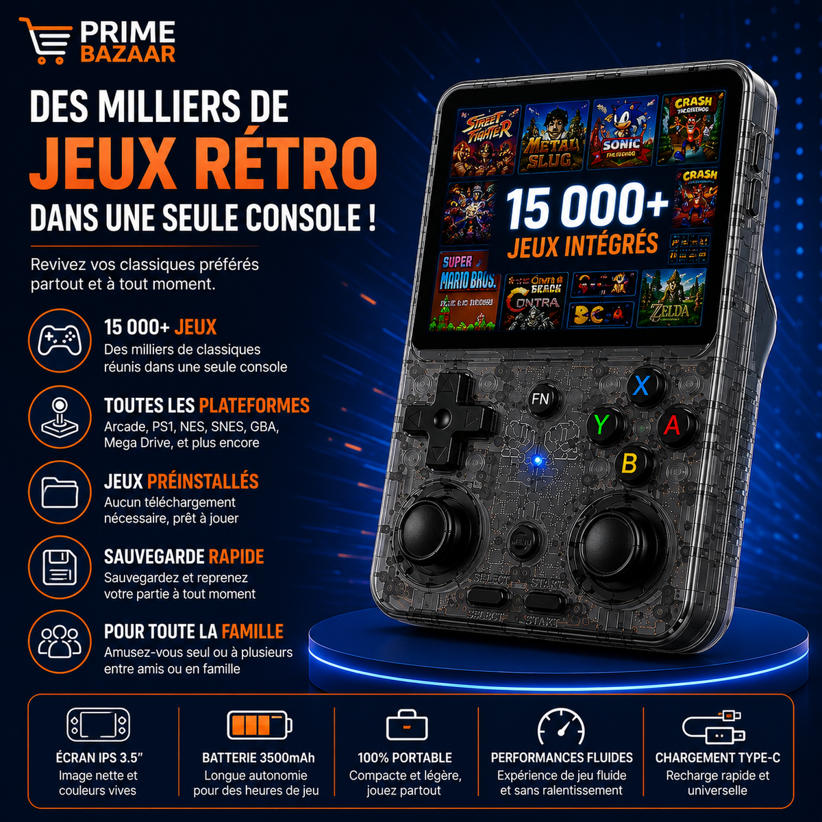 RS36 – Console de Jeux Rétro Portable | 15 000+ Jeux